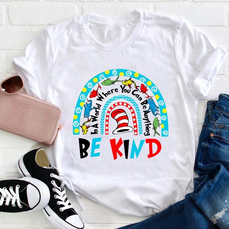 Book Rainbow Be Kind Teacher T-Shirt