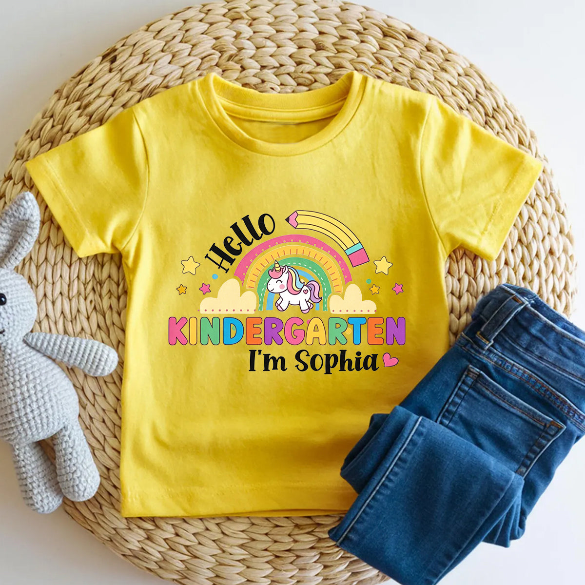 Personalized Name And Grade Hello Kindergarten Toddler T-shirts