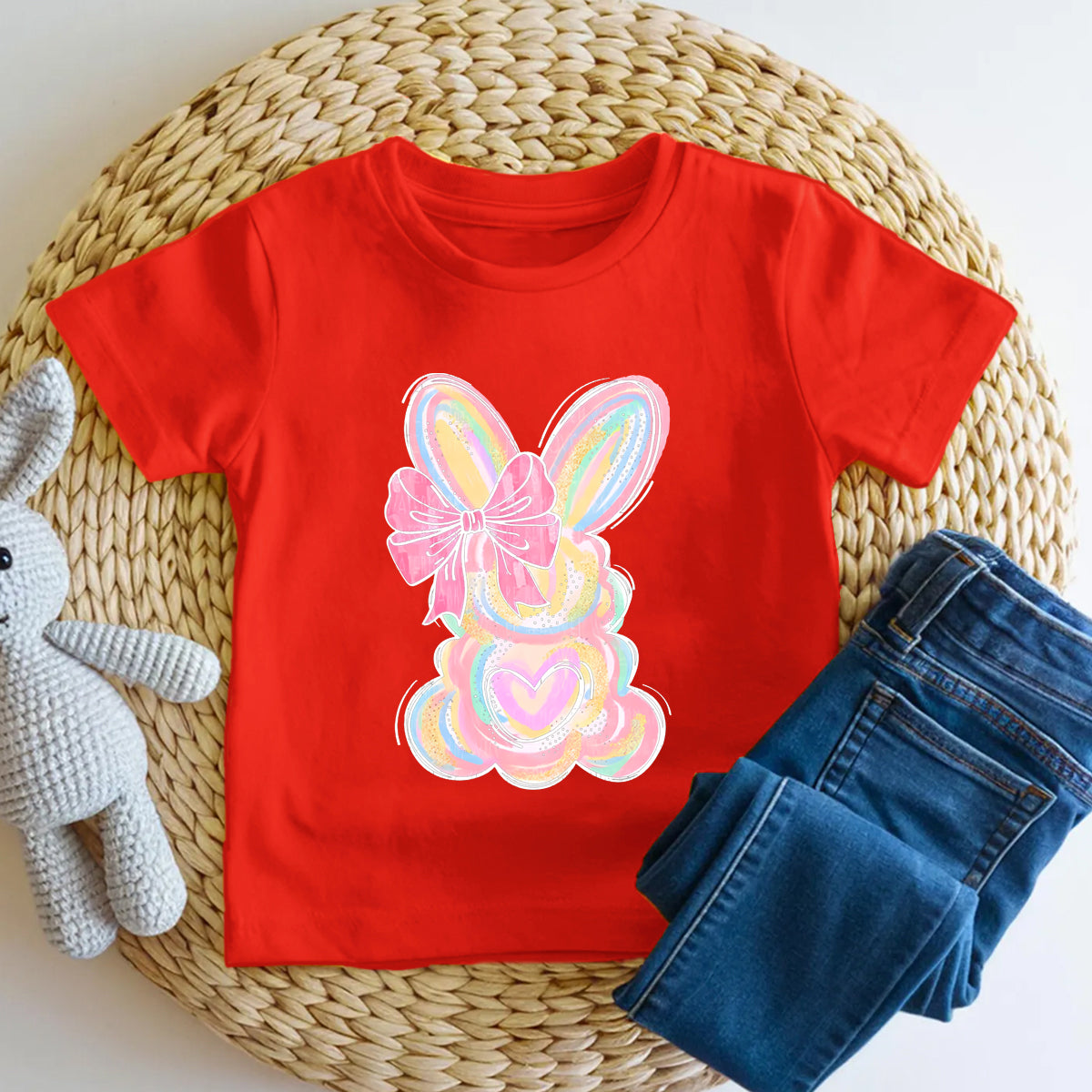 Colorful Rabbit Bow Toddler T-shirts