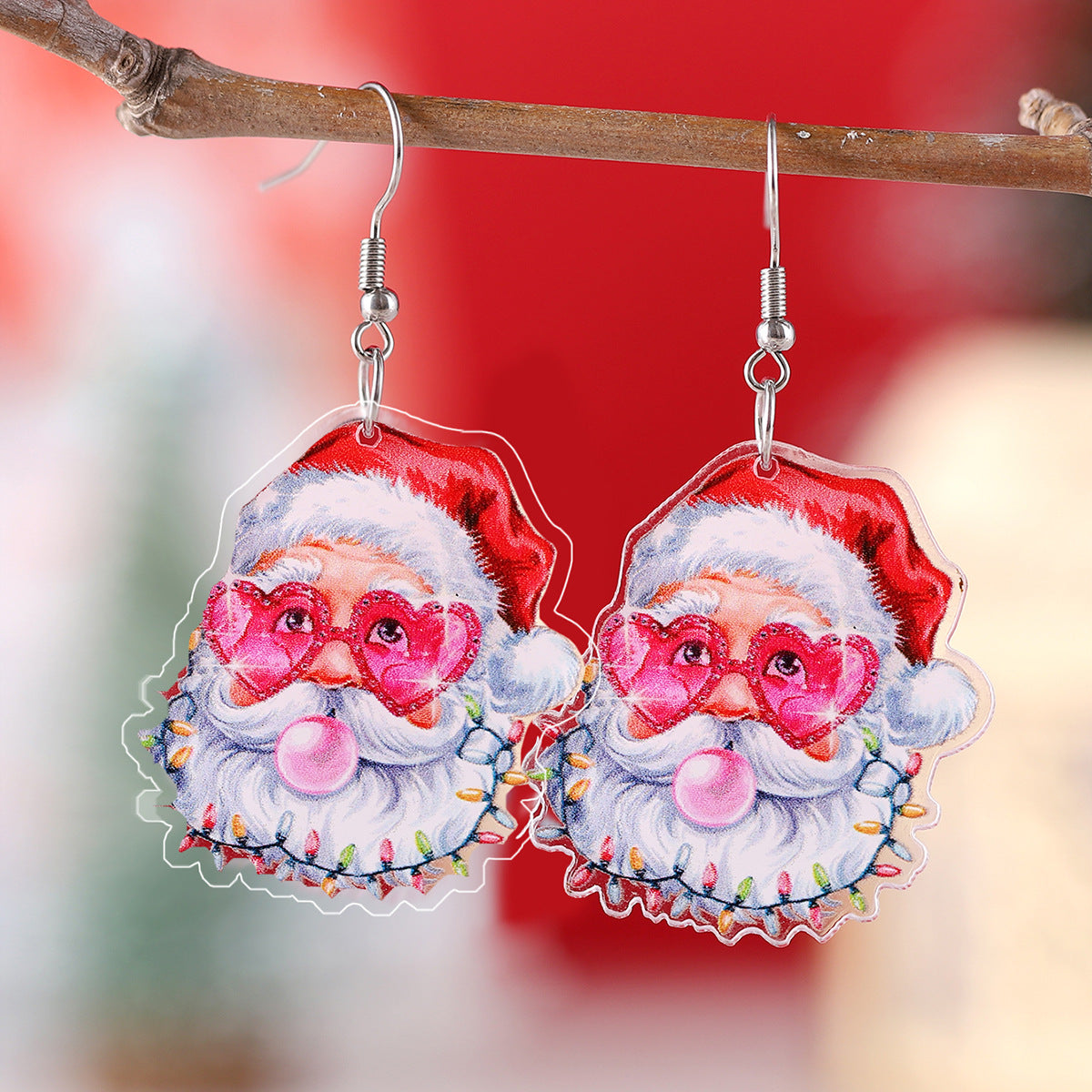 Love Heart Sunglasses Funny Leopard Print Santa Claus Pendant