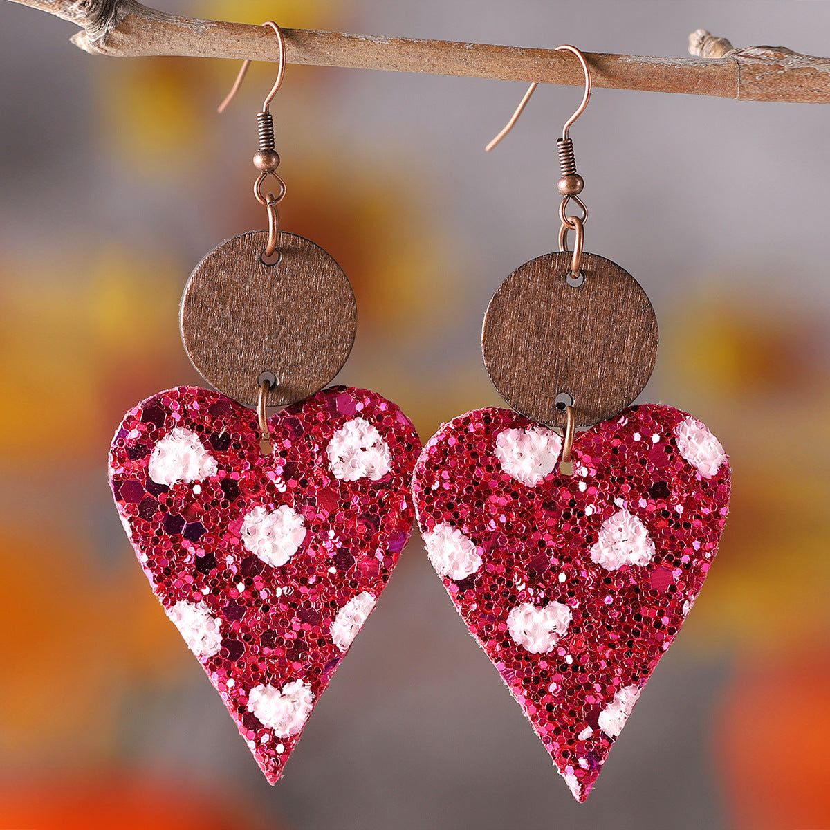 Heart-Shaped Crescent-Shaped Leather Sequin Pendant