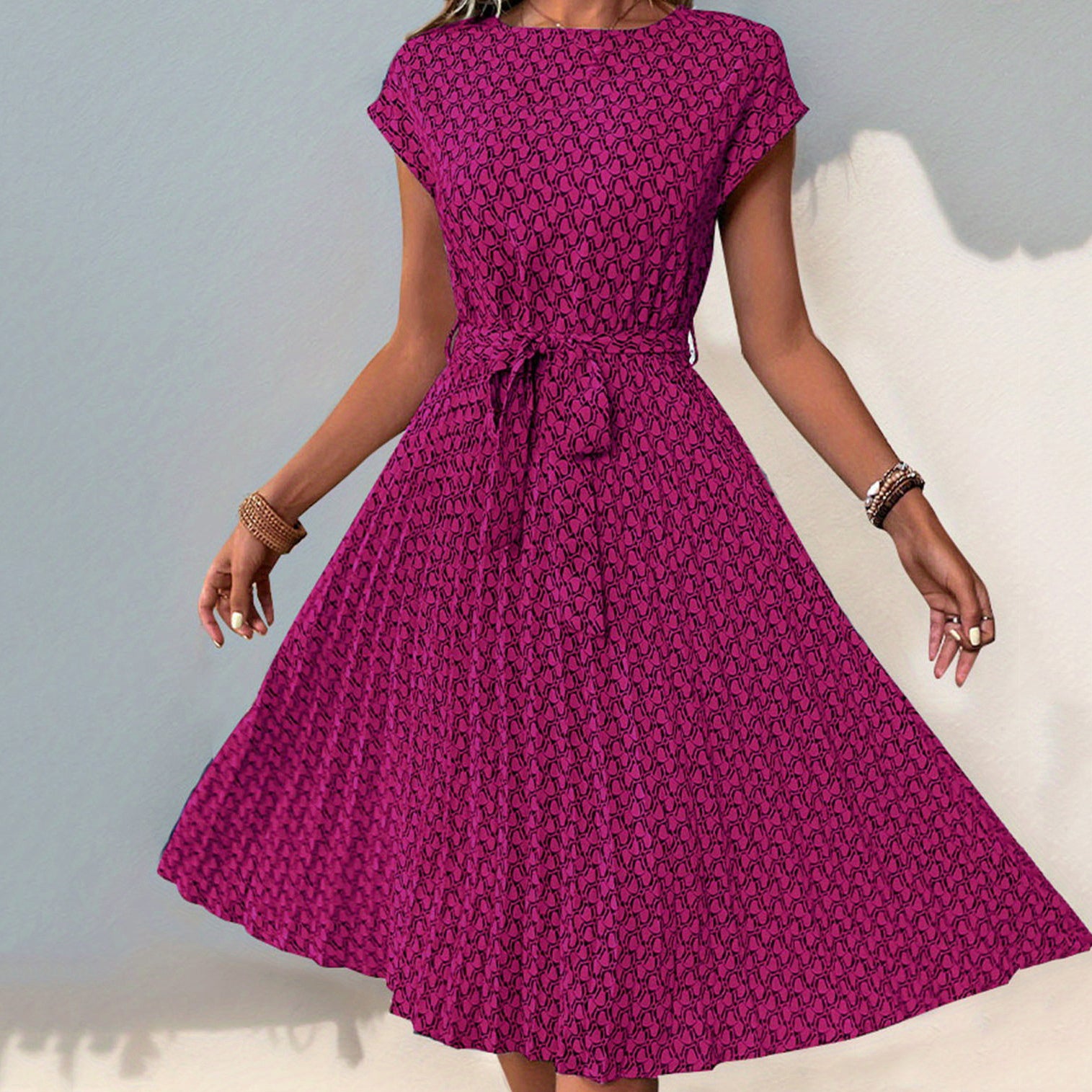 Printed Pleated Dress