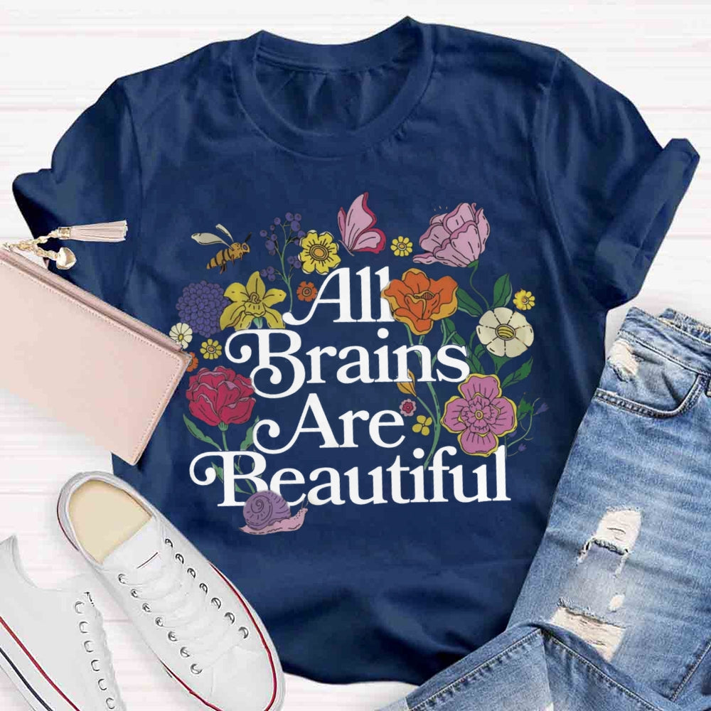 All Brains Are Beautiful Butterfly Floral T-shirt