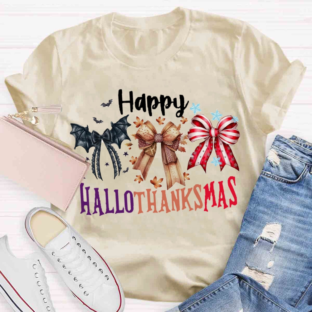 Happy Hallothanksmas Bow T-shirt
