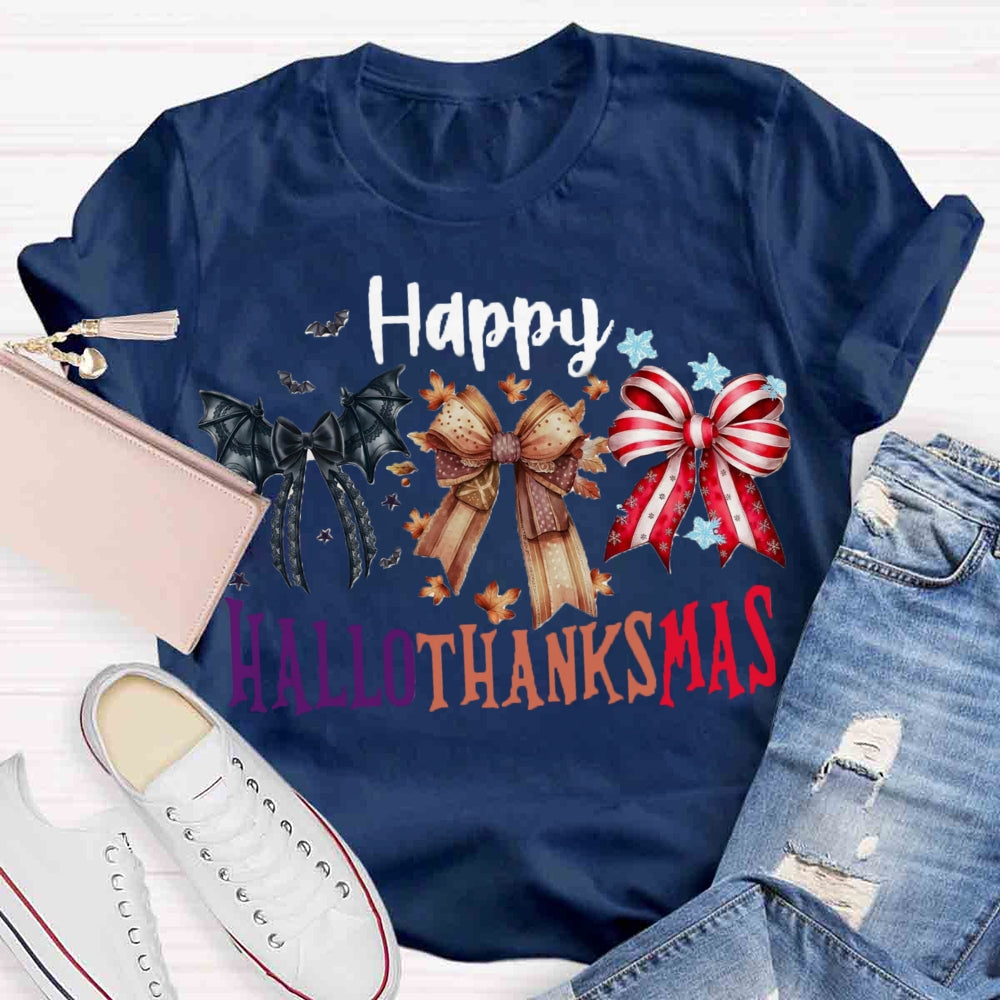 Happy Hallothanksmas Bow T-shirt