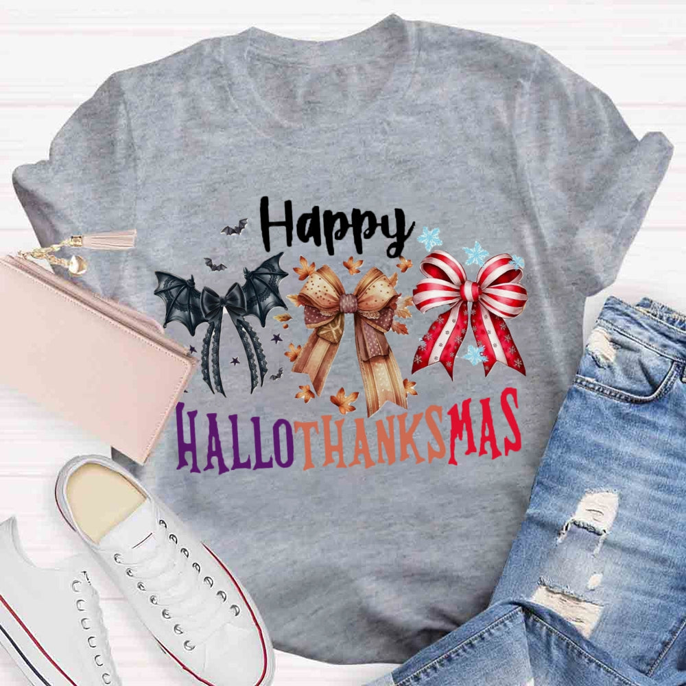 Happy Hallothanksmas Bow T-shirt