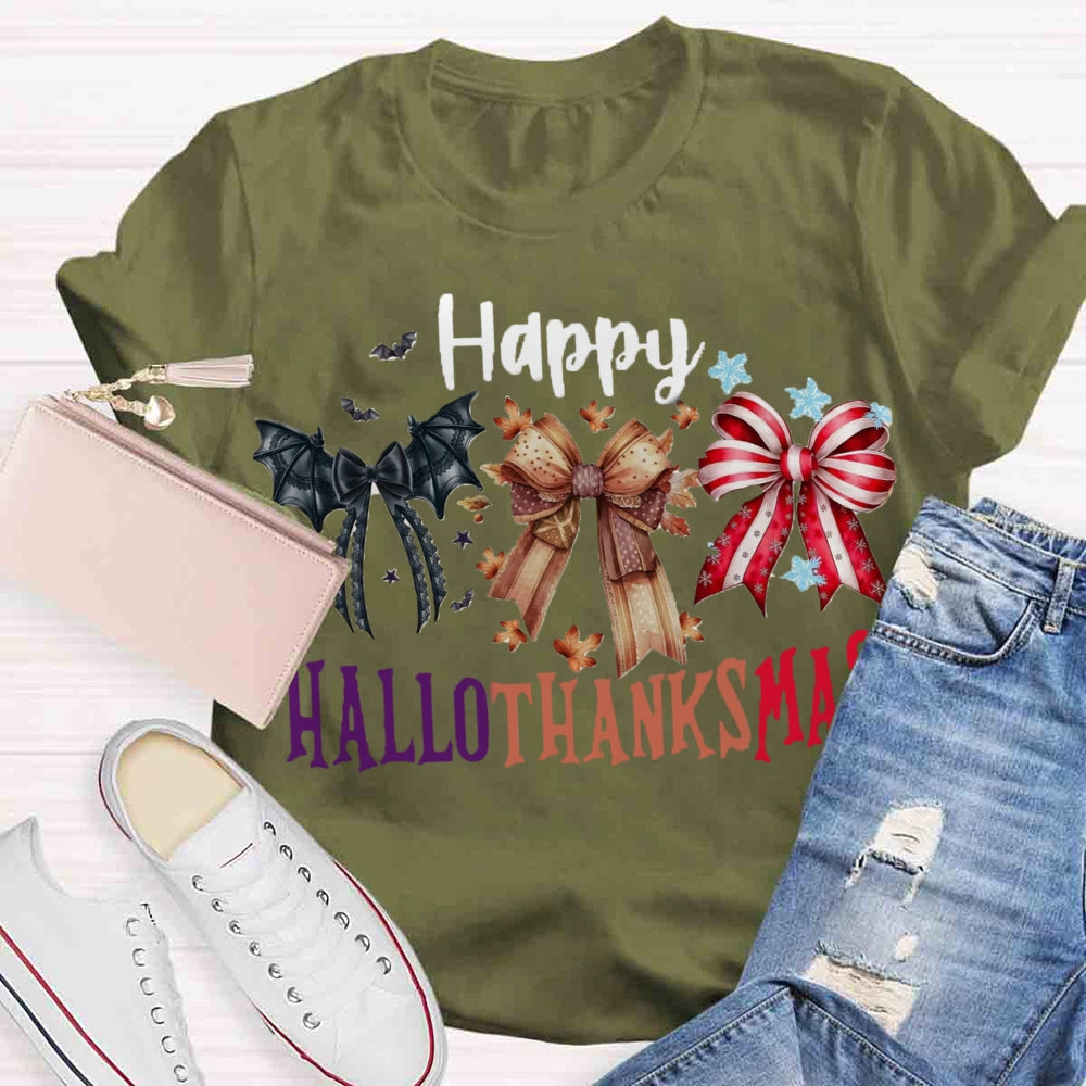 Happy Hallothanksmas Bow T-shirt