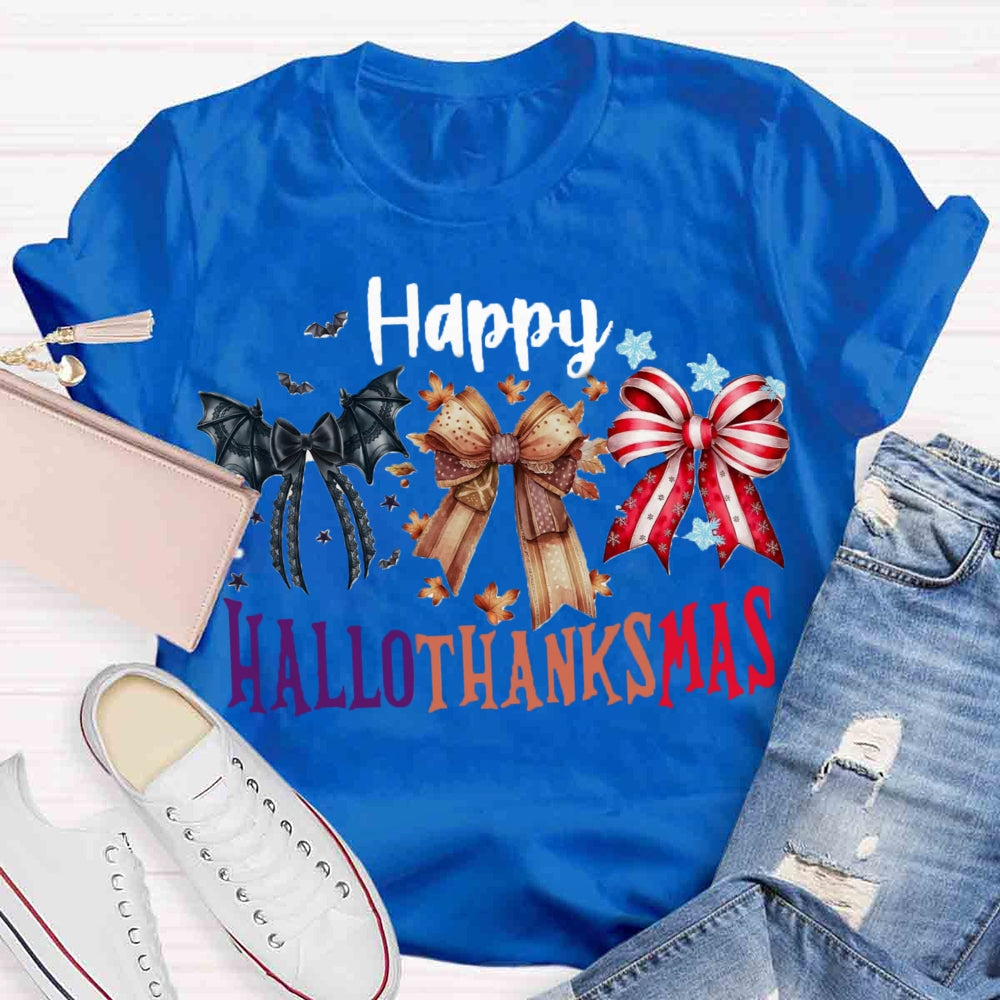 Happy Hallothanksmas Bow T-shirt