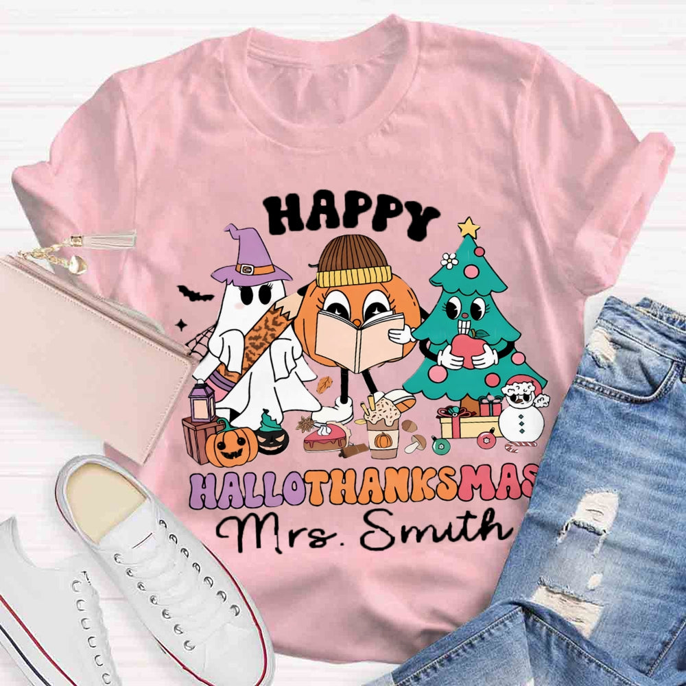 Personalized Name Hallothanksmas T-shirt
