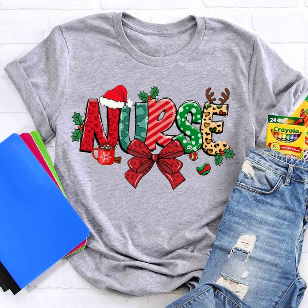 Christmas School Nurse T-shirt