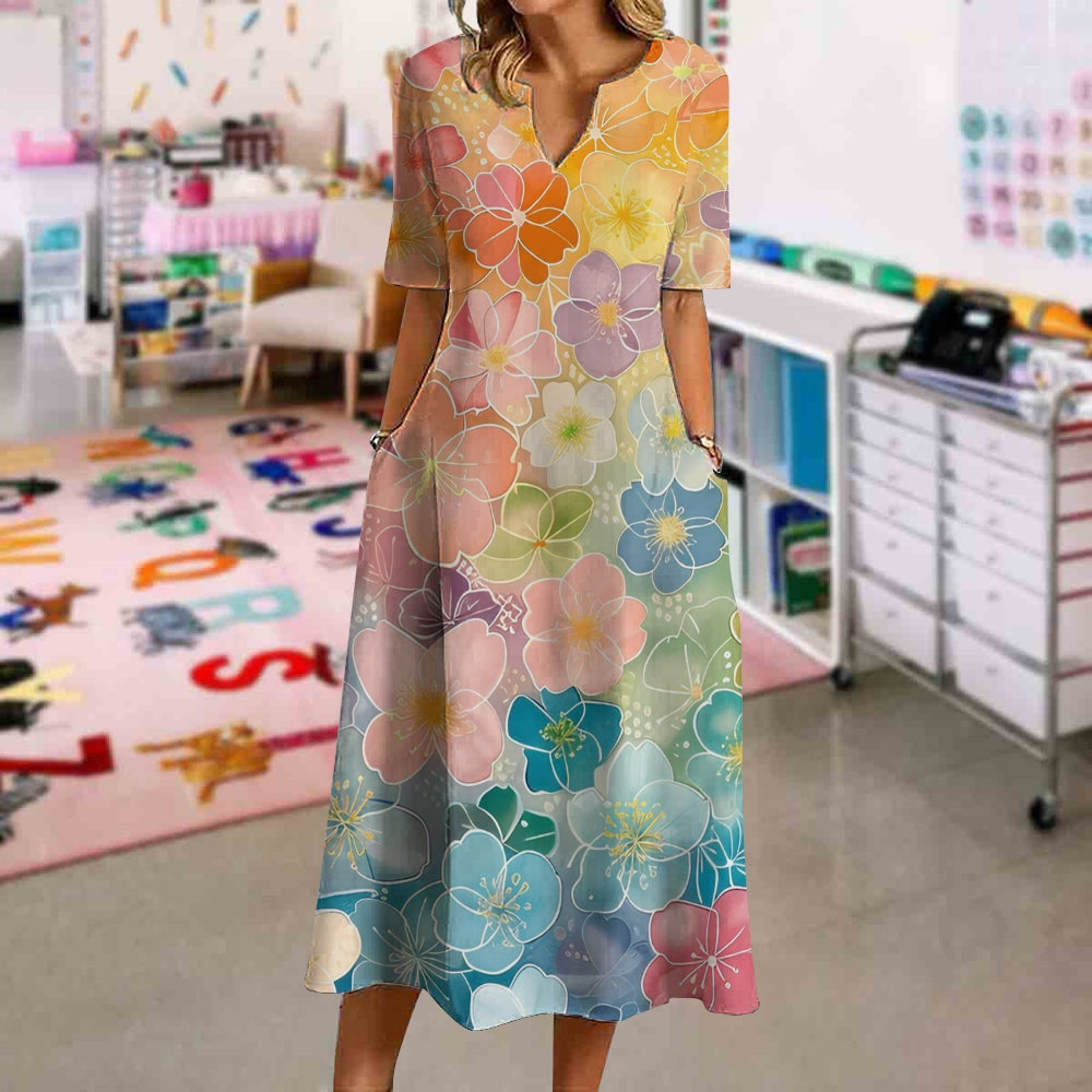 Bohemian Gradient Floral Dress