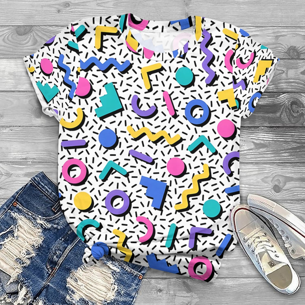 Vibrant Holiday Geometric Print T-shirt