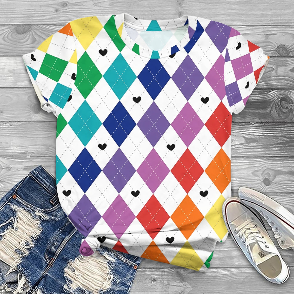 Hand-Painted Color Clash Prints T-shirt