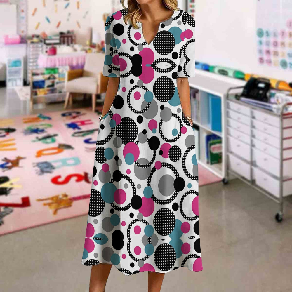 Minimalist geometric circular pattern print Dress