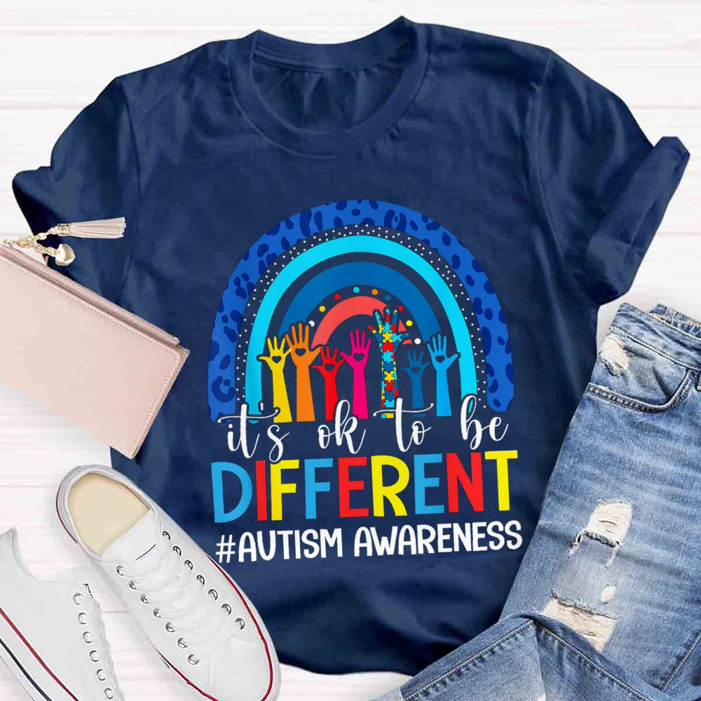 It's Ok To Be Different Blue Rainbow T-shirt