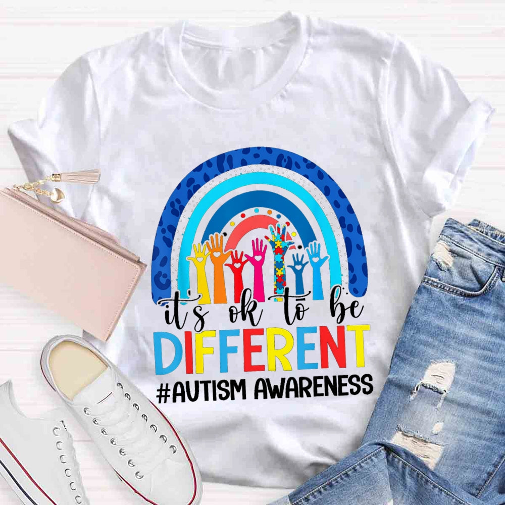 It's Ok To Be Different Blue Rainbow T-shirt