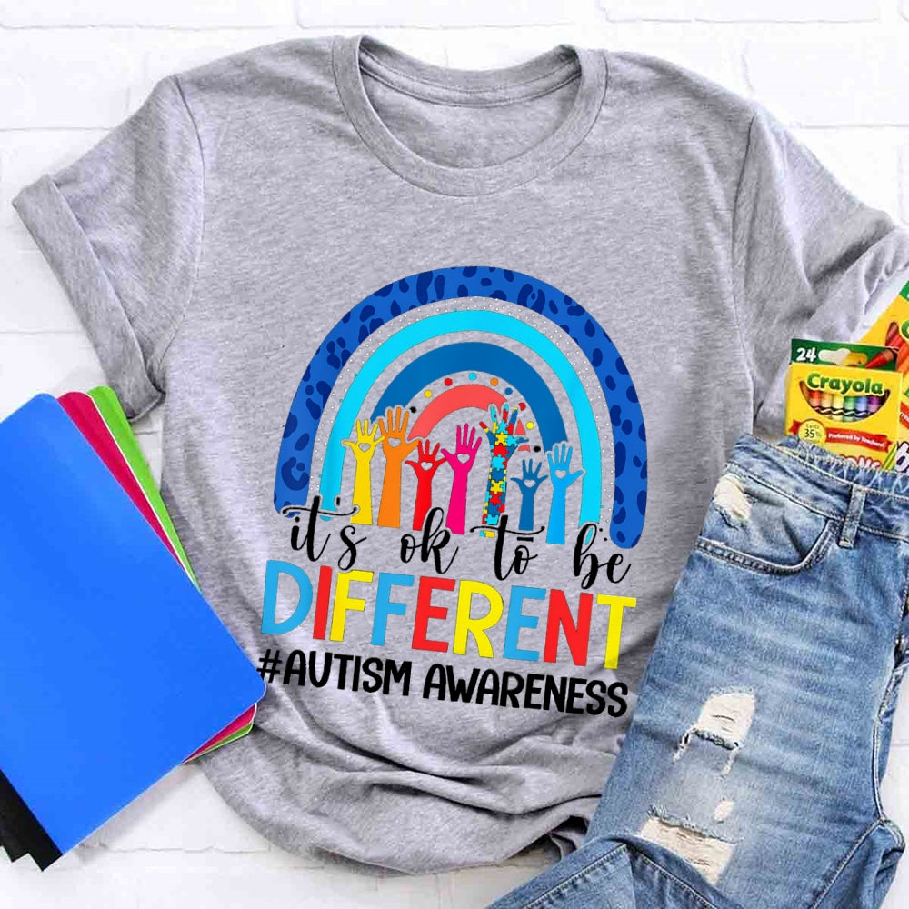 It's Ok To Be Different Blue Rainbow T-shirt