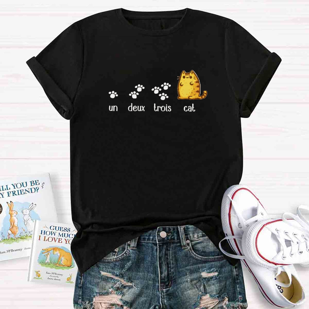 Un Deux Trois Cute Cat  Teacher T-shirt