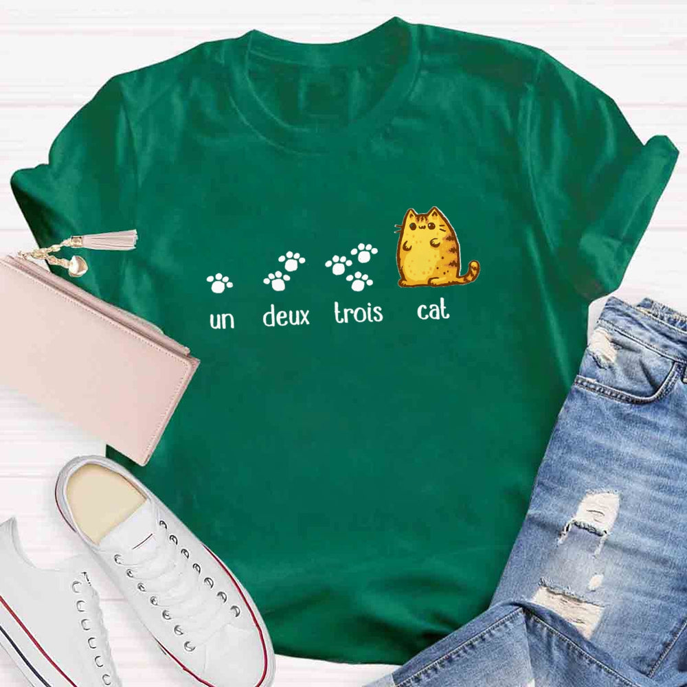 Un Deux Trois Cute Cat  Teacher T-shirt