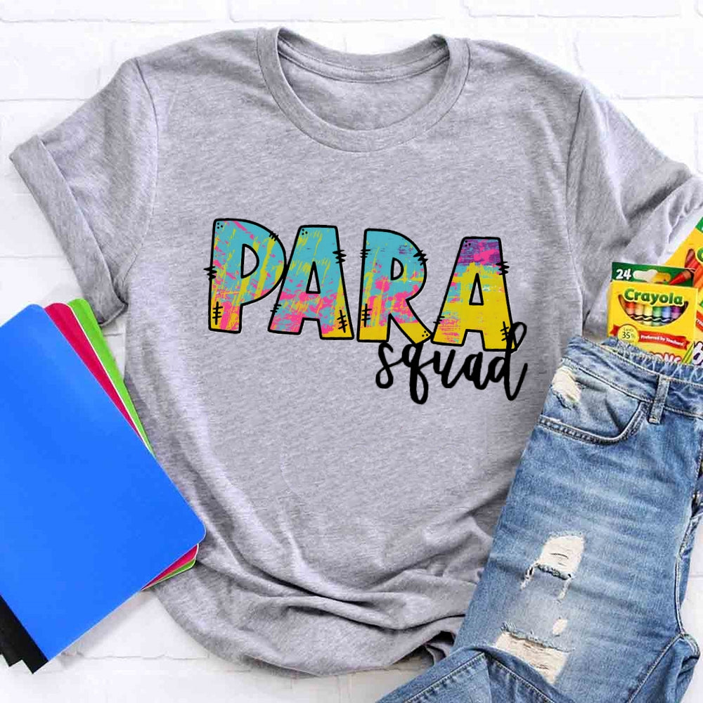 Para Squad Colorful Letter Teacher T-shirt