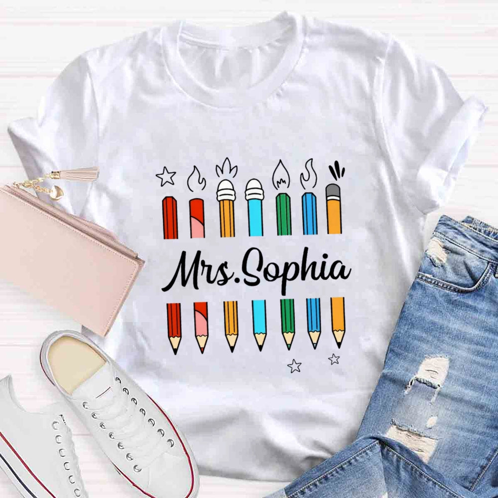 Personalized Name Mrs Sophia Pencil T-shirt