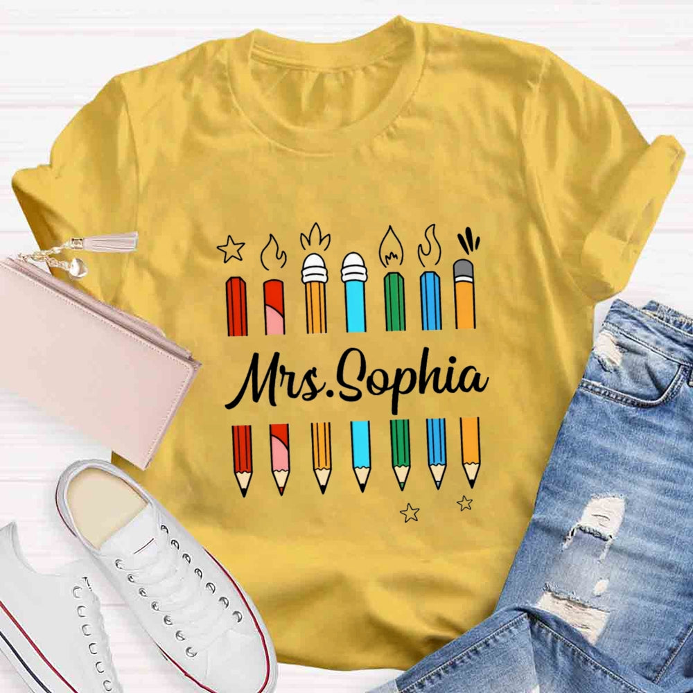 Personalized Name Mrs Sophia Pencil T-shirt