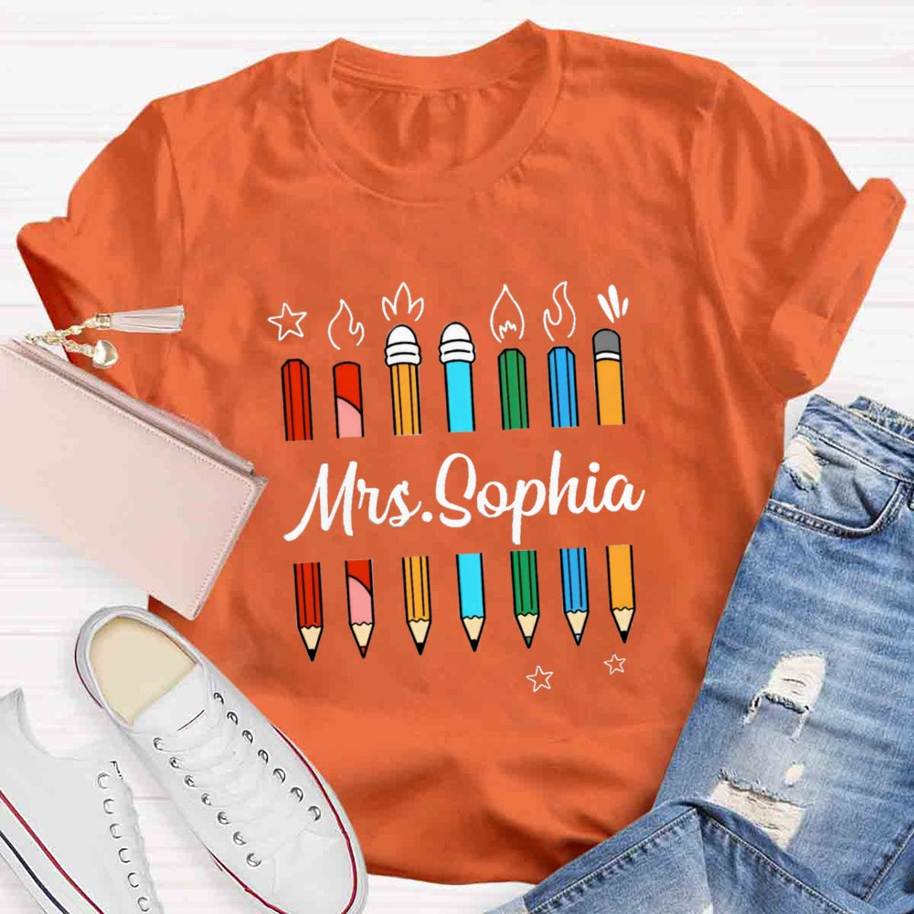 Personalized Name Mrs Sophia Pencil T-shirt