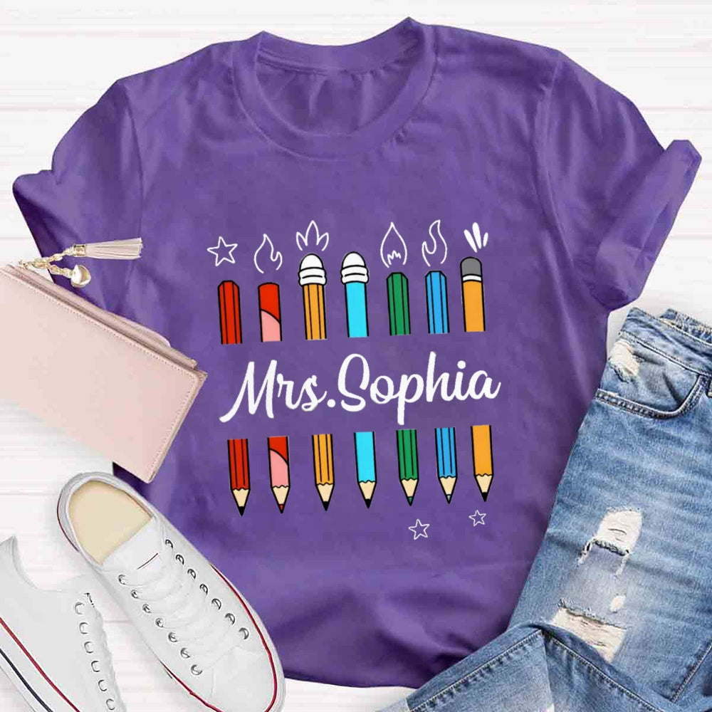 Personalized Name Mrs Sophia Pencil T-shirt