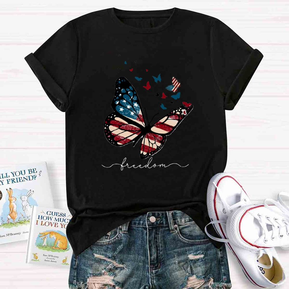 Freedom Butterfly Teacher T-Shirt
