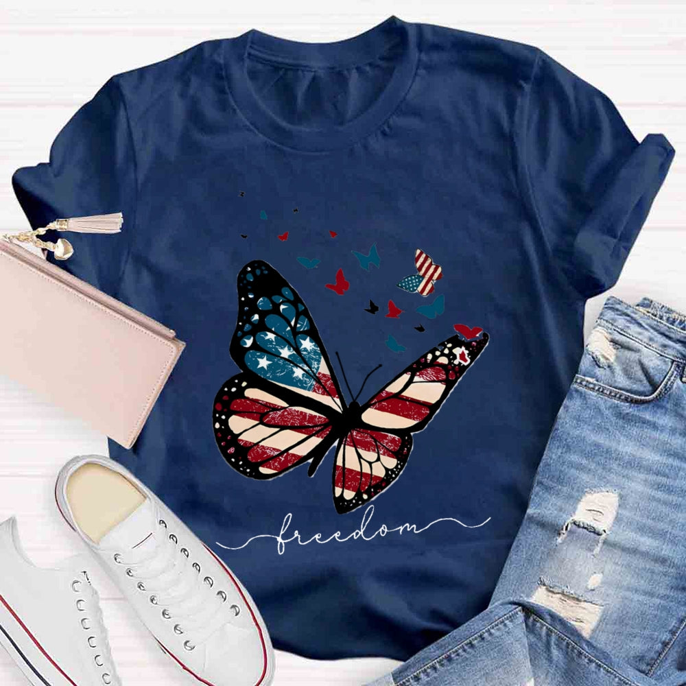 Freedom Butterfly Teacher T-Shirt