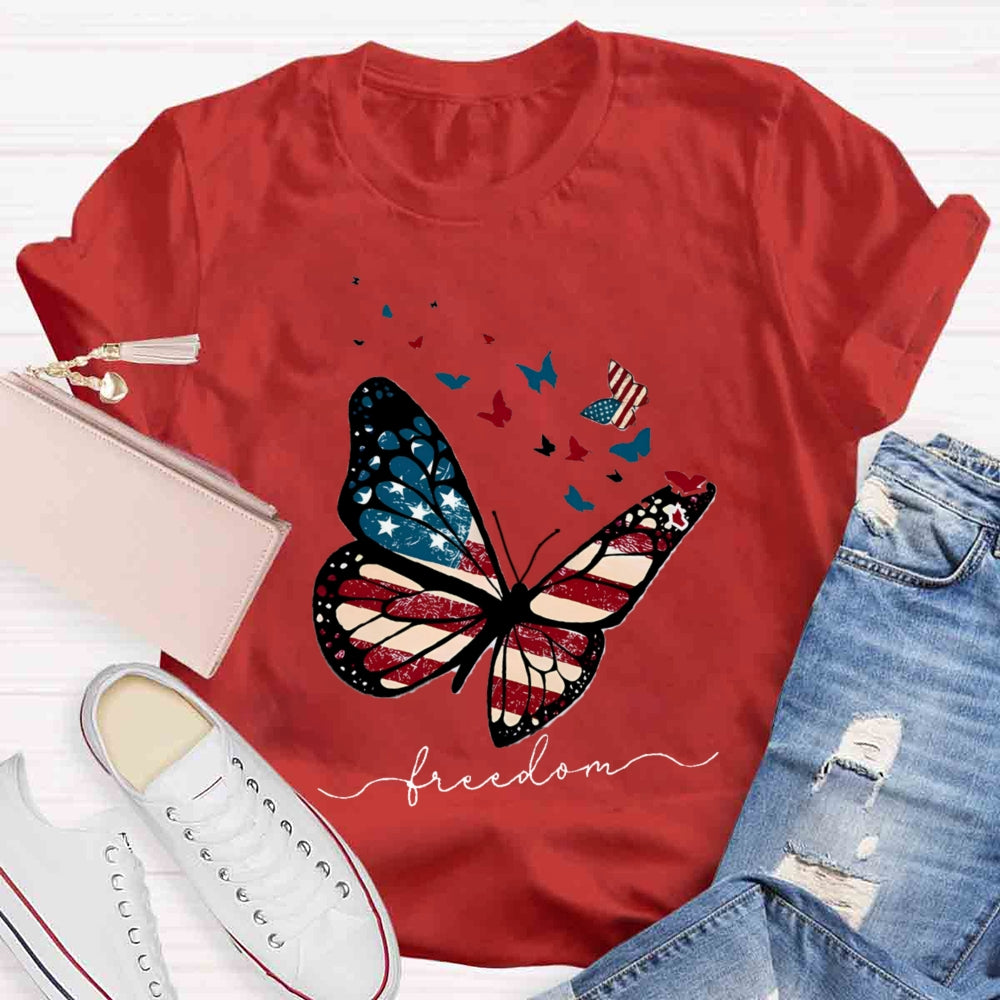Freedom Butterfly Teacher T-Shirt
