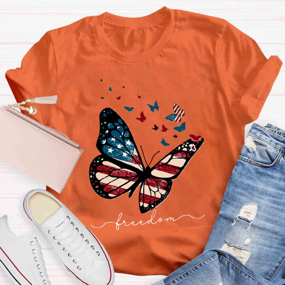 Freedom Butterfly Teacher T-Shirt