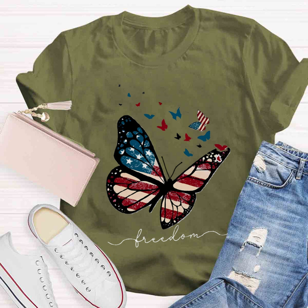 Freedom Butterfly Teacher T-Shirt