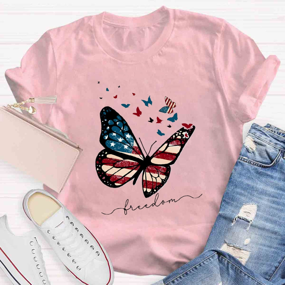 Freedom Butterfly Teacher T-Shirt