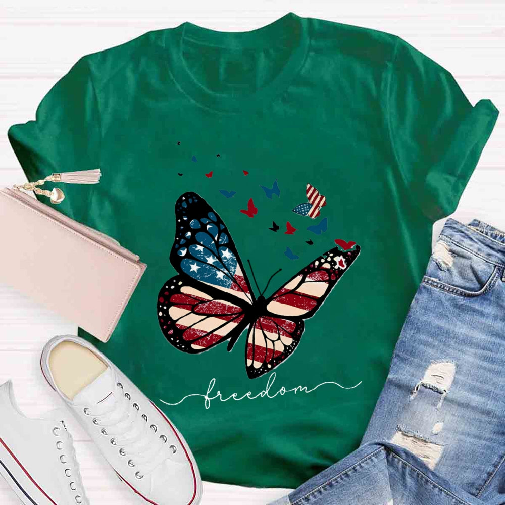 Freedom Butterfly Teacher T-Shirt