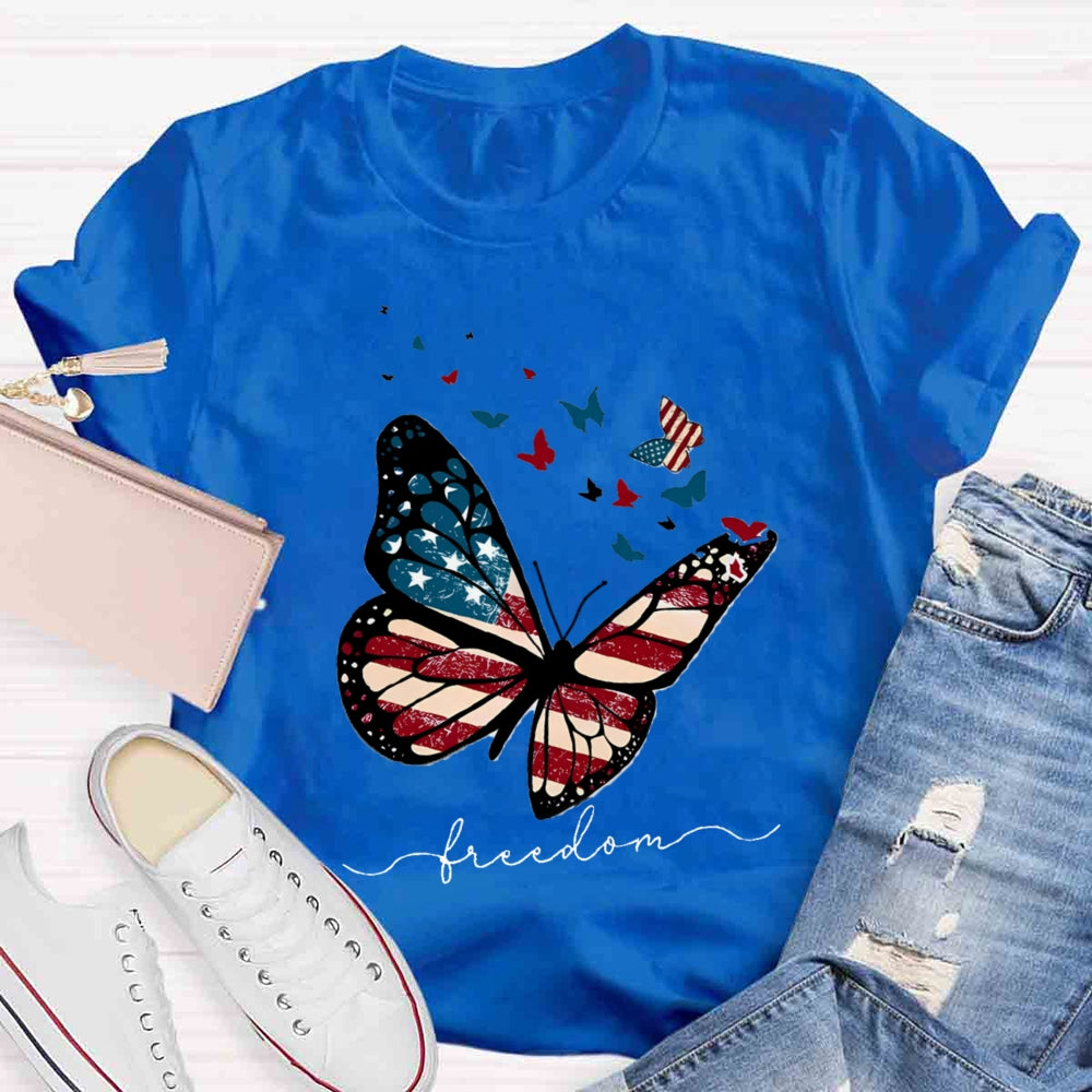 Freedom Butterfly Teacher T-Shirt