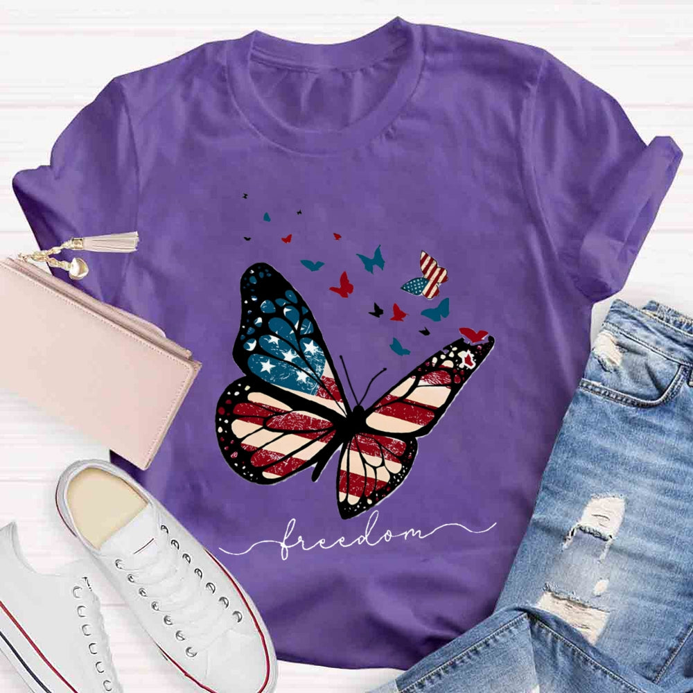 Freedom Butterfly Teacher T-Shirt