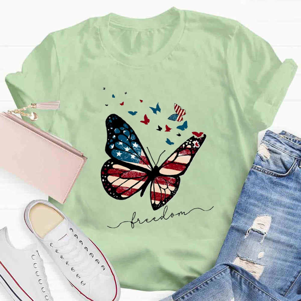 Freedom Butterfly Teacher T-Shirt