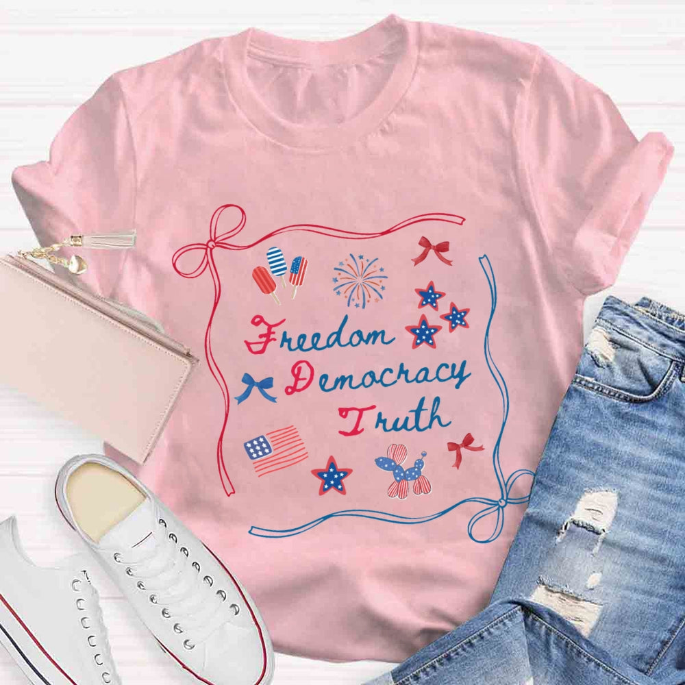 Freedom Democracy Truth Coquette Bow Patriotic T-shirt