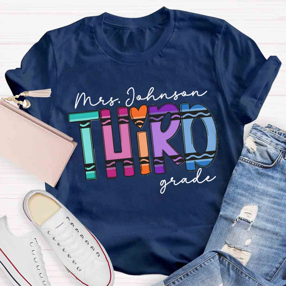 Personalized Name And Grade Cray Heart Back To School T-shirt