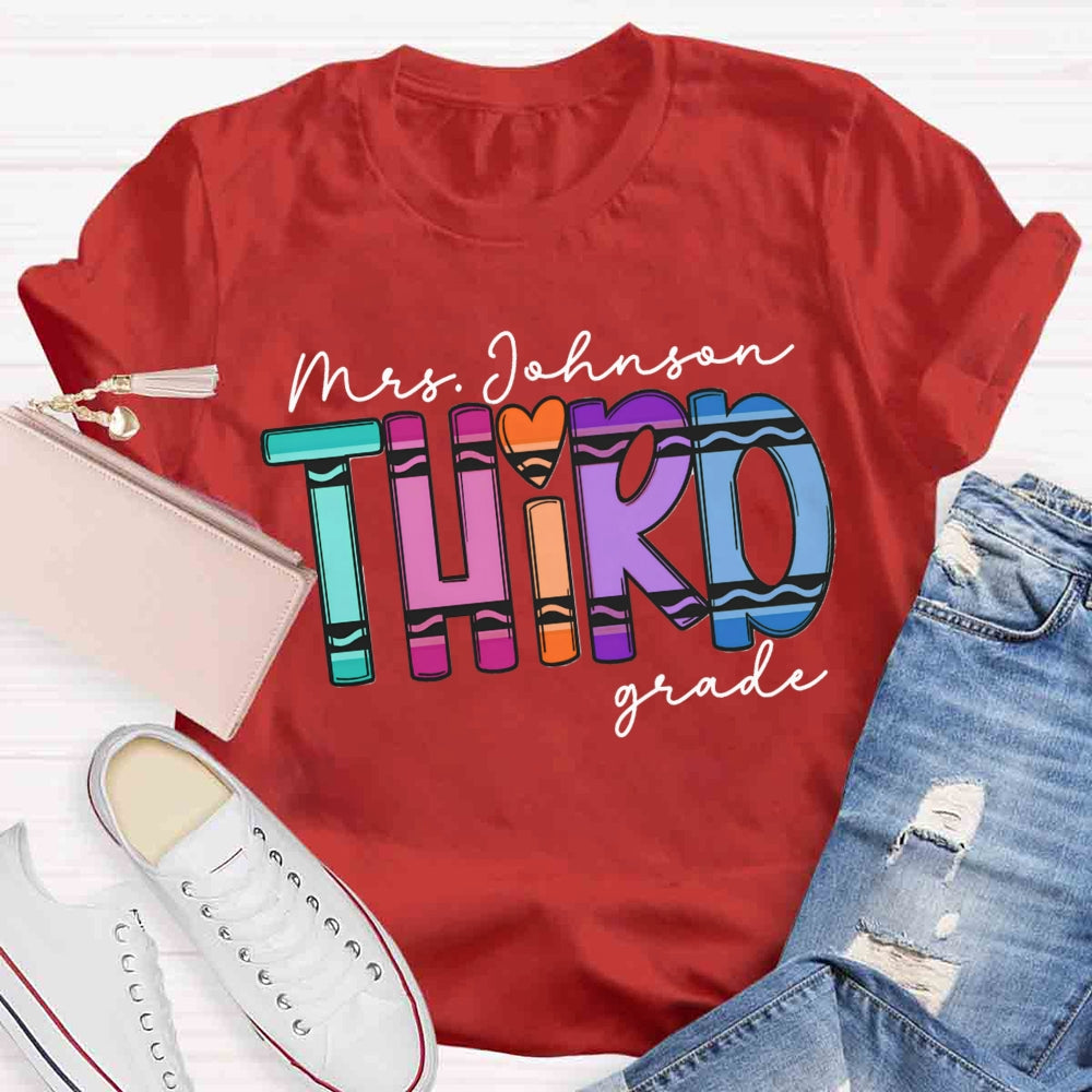 Personalized Name And Grade Cray Heart Back To School T-shirt