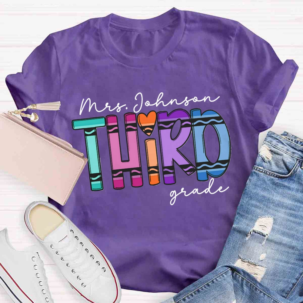 Personalized Name And Grade Cray Heart Back To School T-shirt