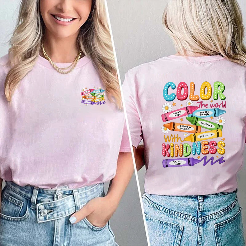 Color With Kindness The World Are Loved Strong Smart Matter Chrysanthemum t-shirt