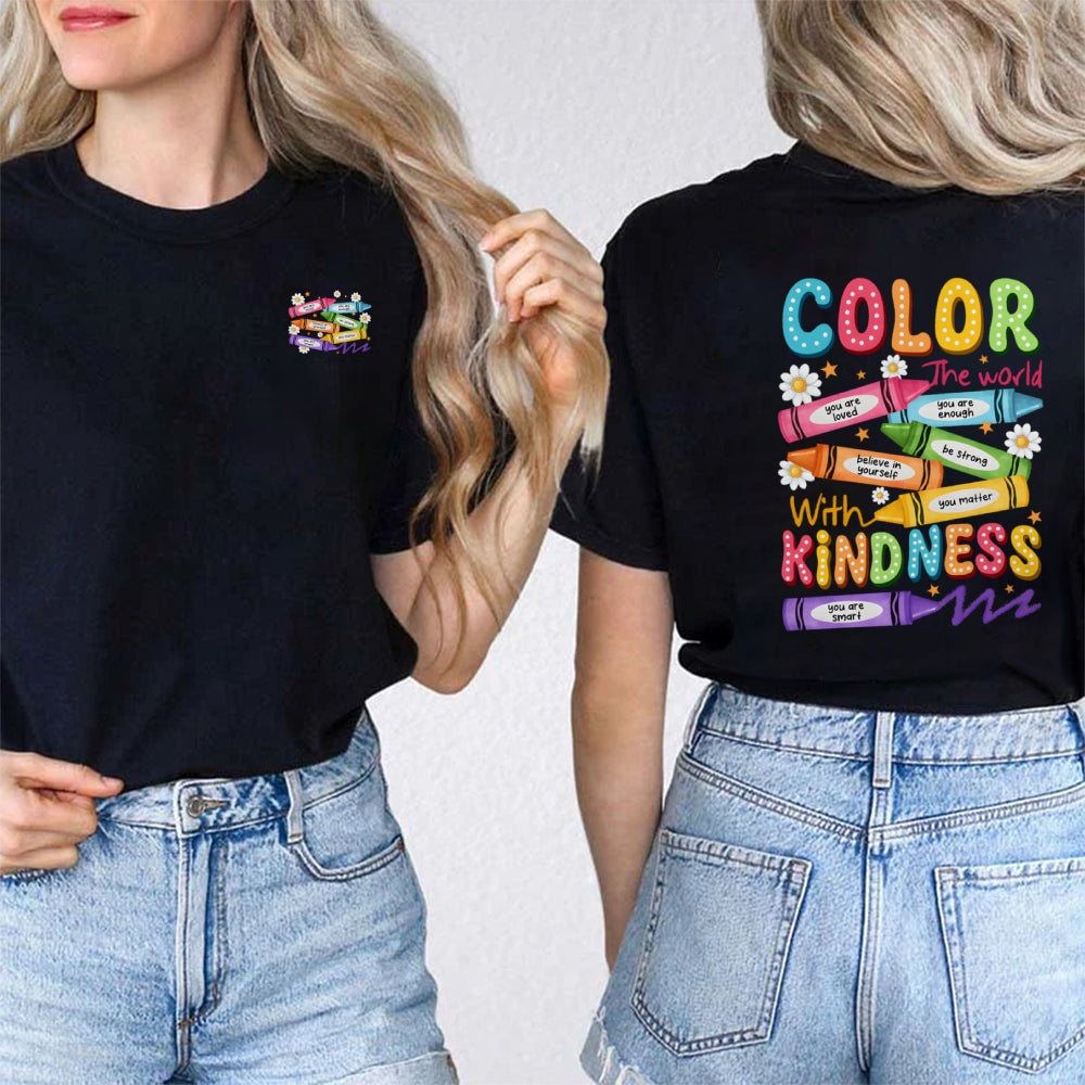 Color With Kindness The World Are Loved Strong Smart Matter Chrysanthemum t-shirt