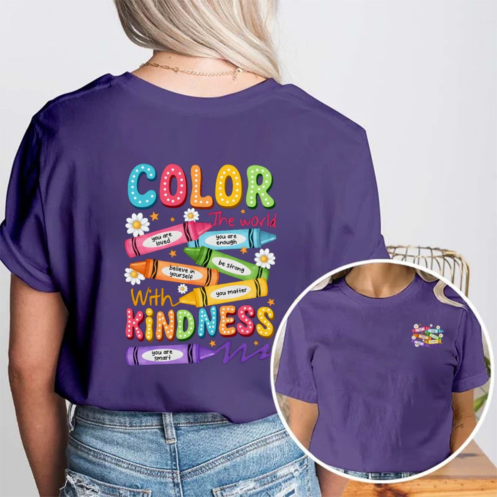 Color With Kindness The World Are Loved Strong Smart Matter Chrysanthemum t-shirt