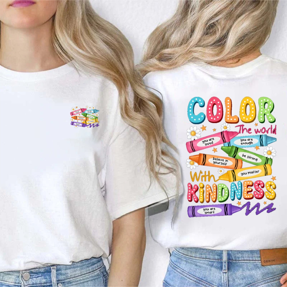 Color With Kindness The World Are Loved Strong Smart Matter Chrysanthemum t-shirt