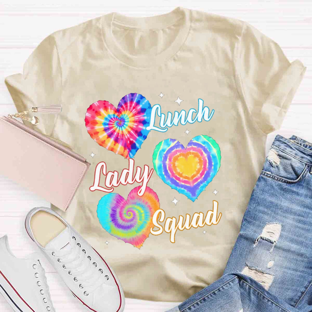 Lunch Lady Squad Colorful Peach Heart T-shirt