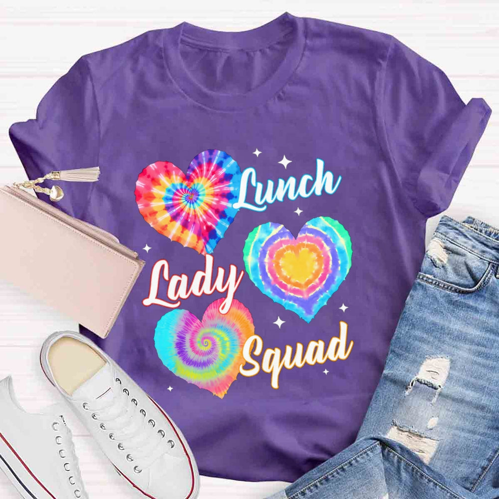 Lunch Lady Squad Colorful Peach Heart T-shirt