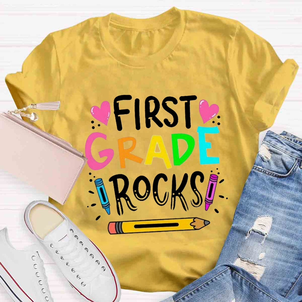 Personalized Grade Rocks Teacher T-Shirt