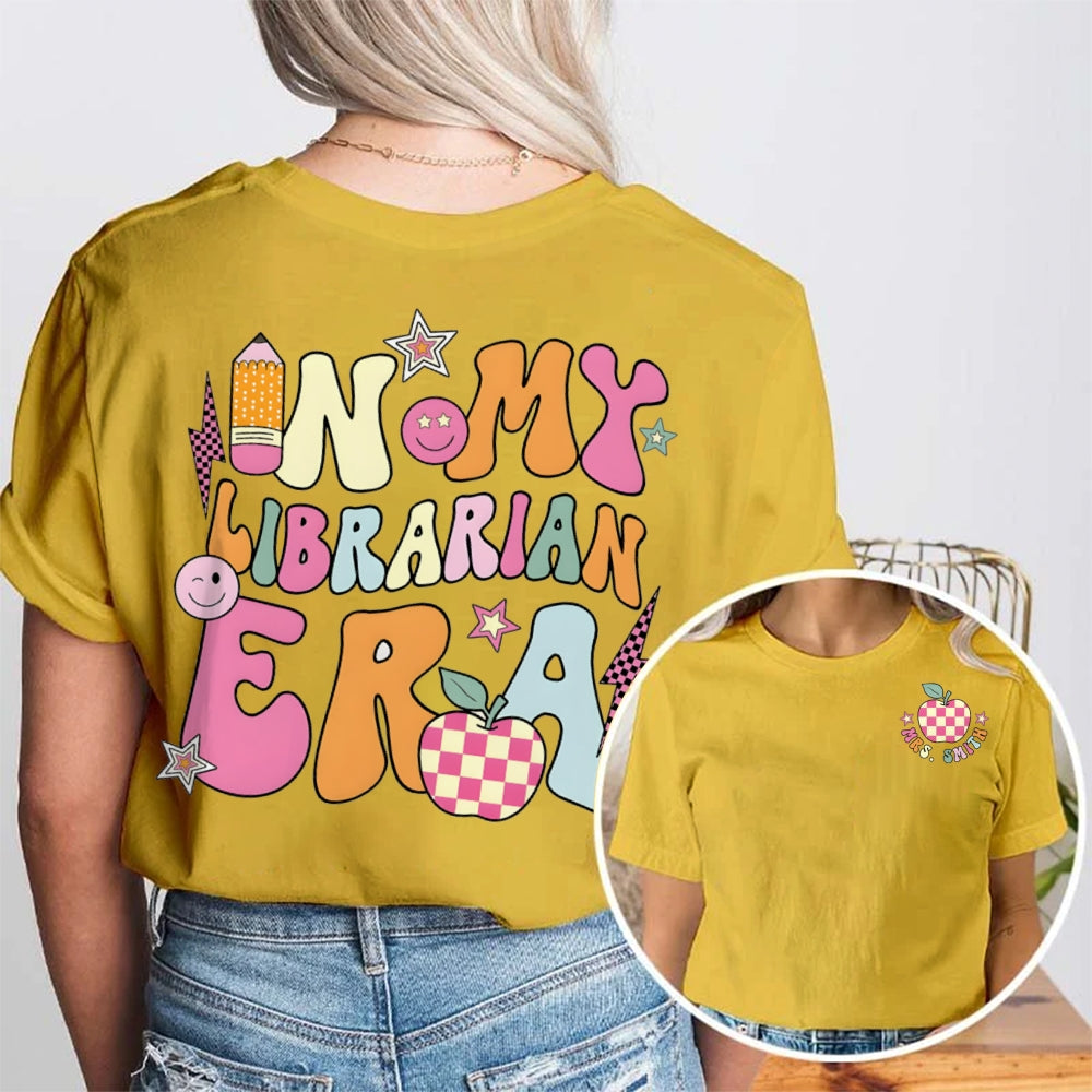 Personalized Name In My Librarian Era Apple t-shirt
